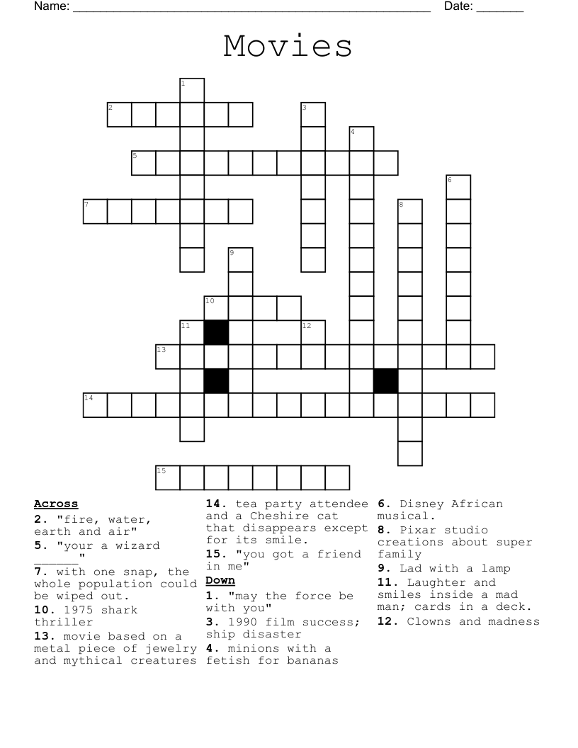 Movies  Crossword