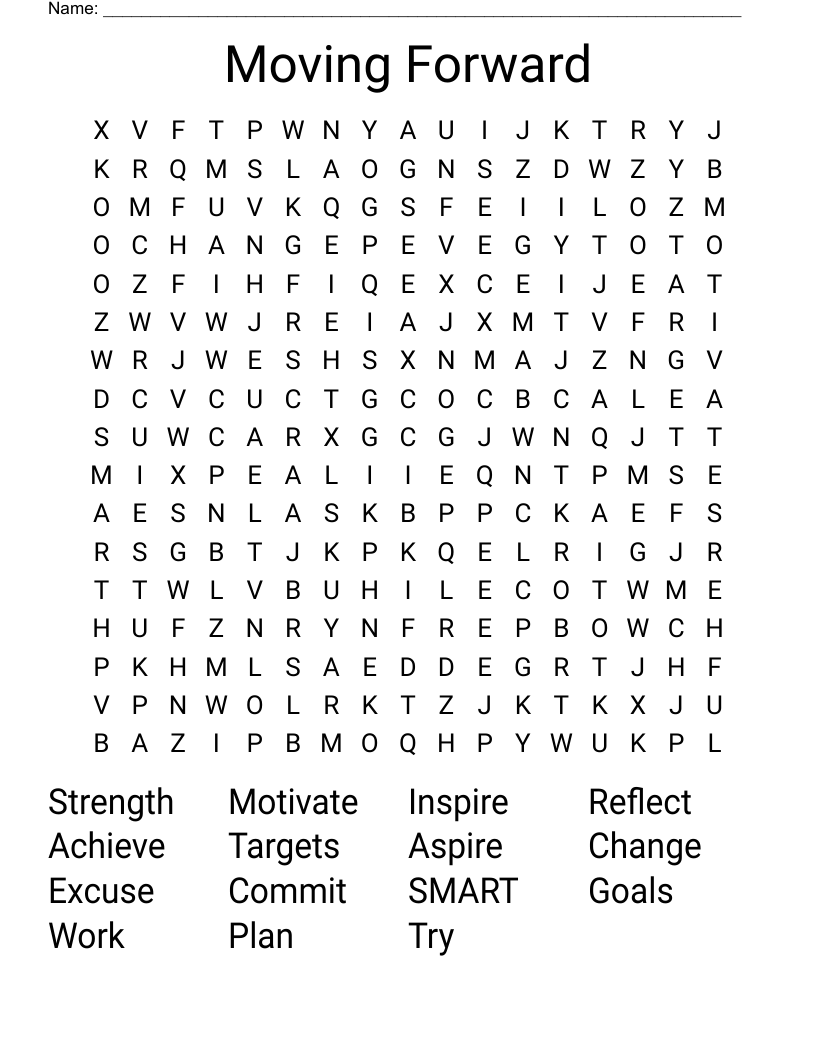 Moving Forward Word Search