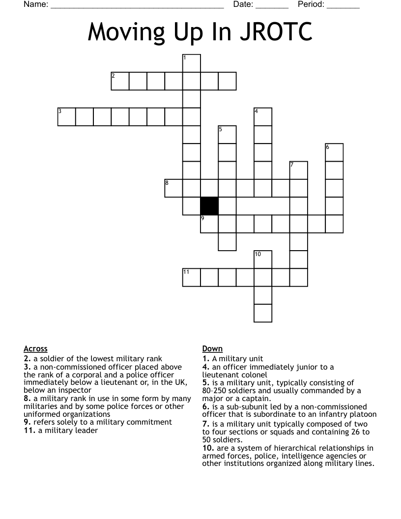 Moving Up In JROTC Crossword