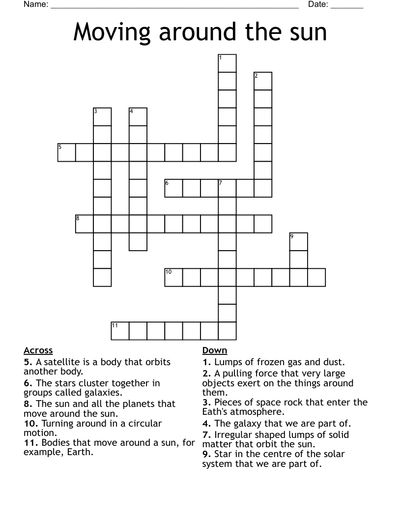 Moving around the sun Crossword