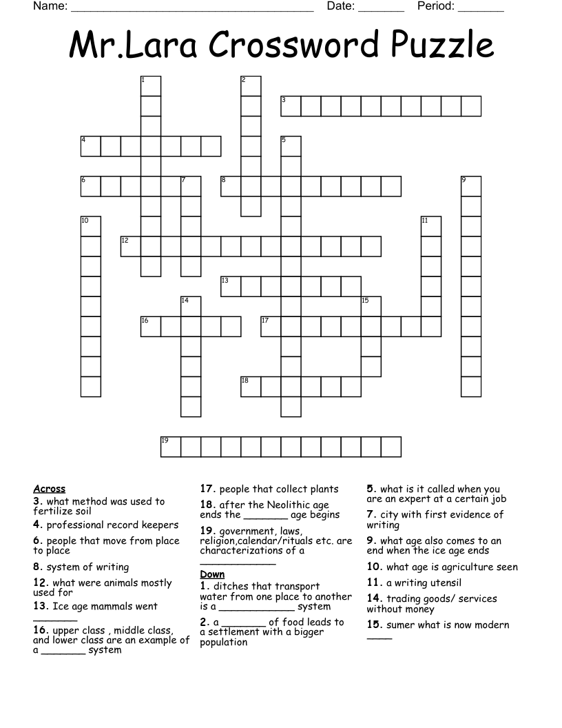 Mr.Lara Crossword Puzzle