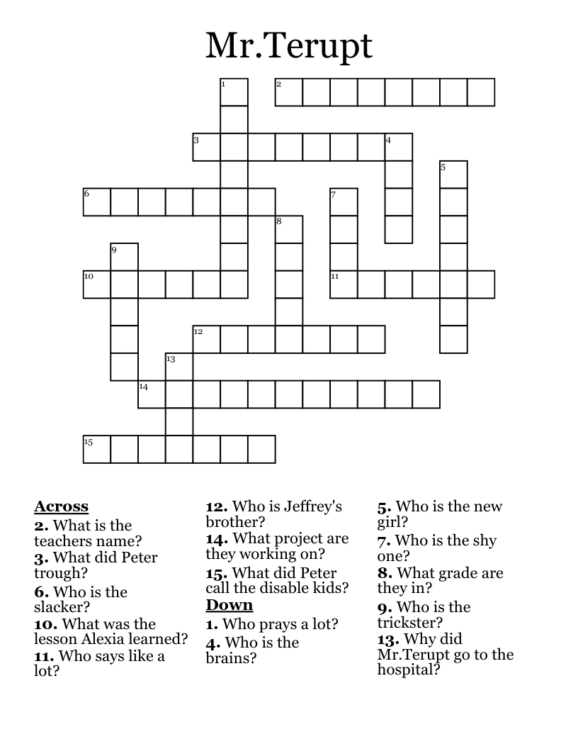 Mr.Terupt Crossword