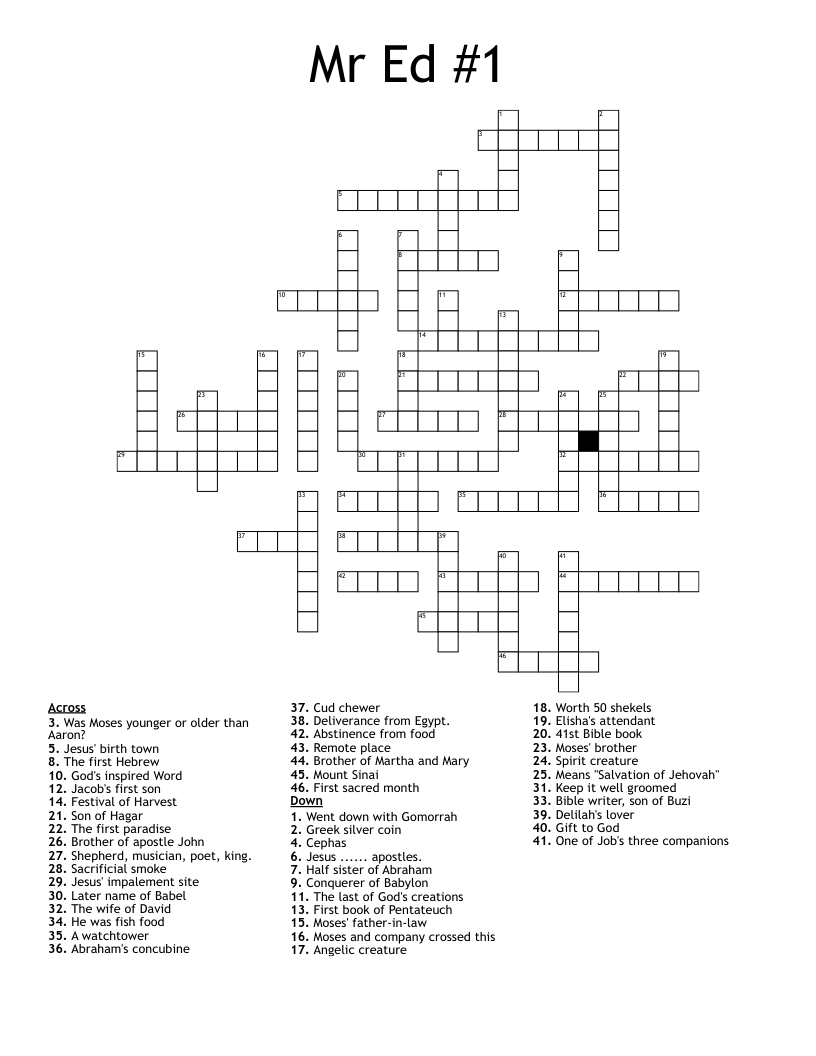 Mr Ed #1 Crossword