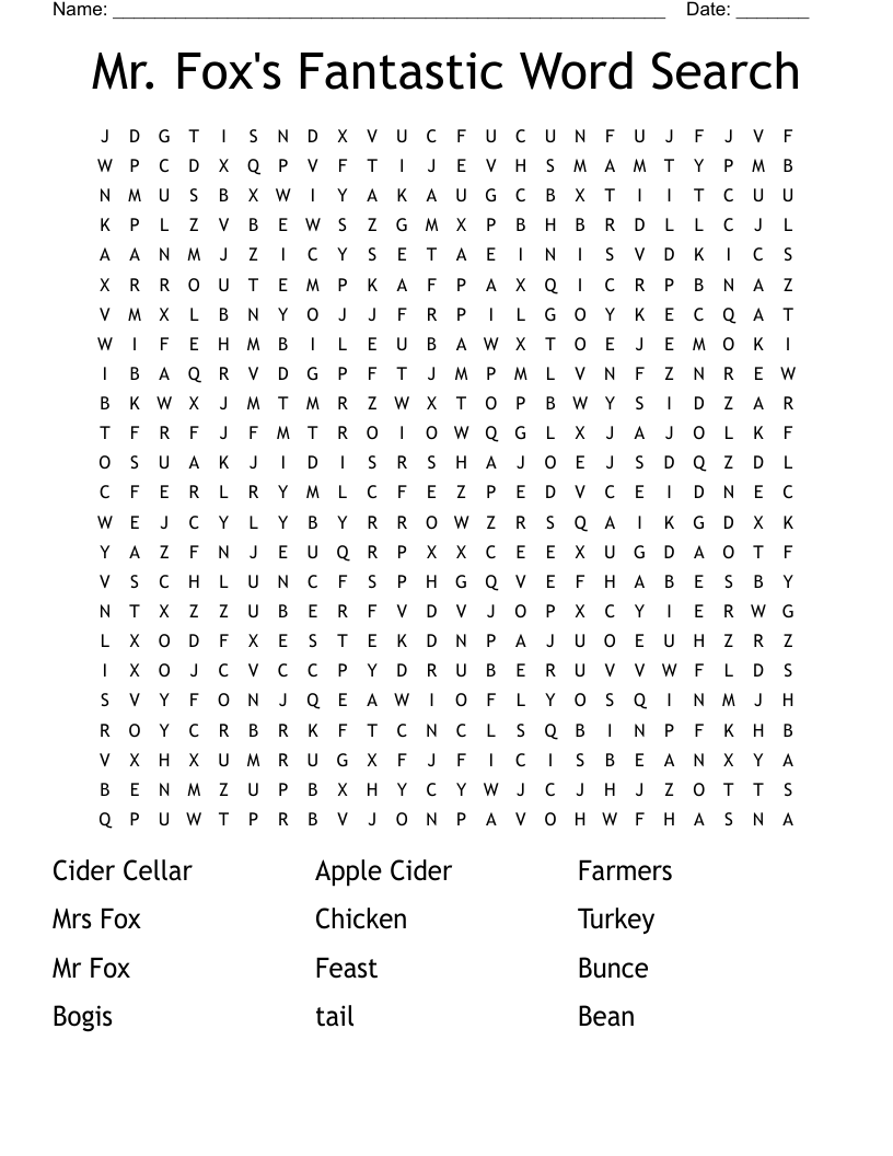Mr. Fox's Fantastic Word Search