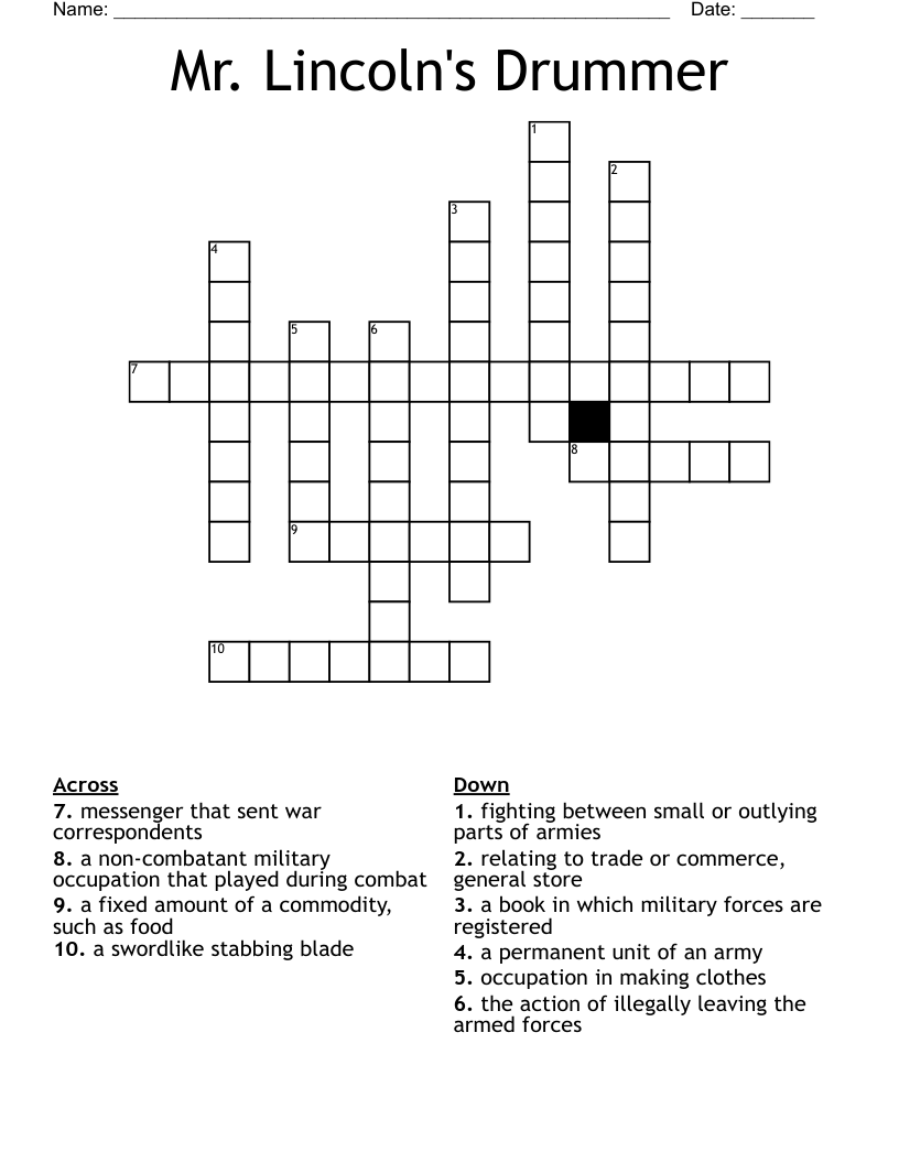 Mr. Lincoln's Drummer Crossword