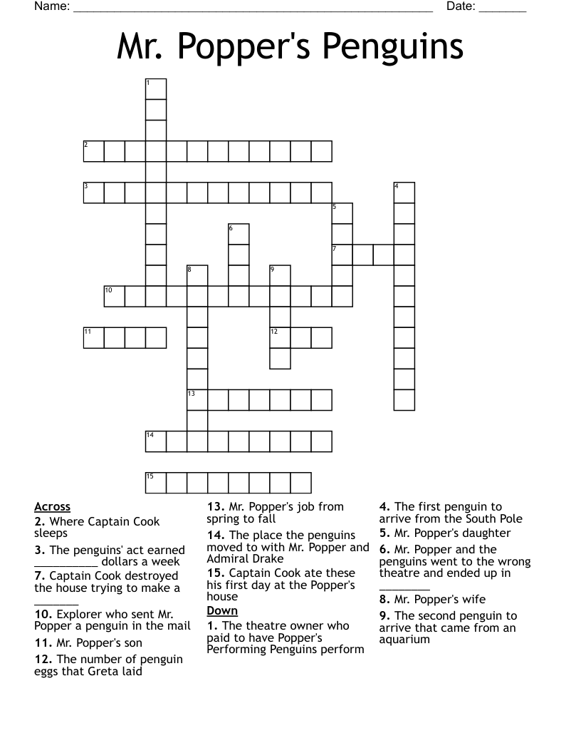 Mr. Popper's Penguins Crossword