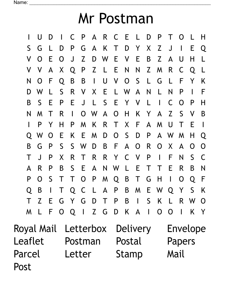 Mr Postman Word Search