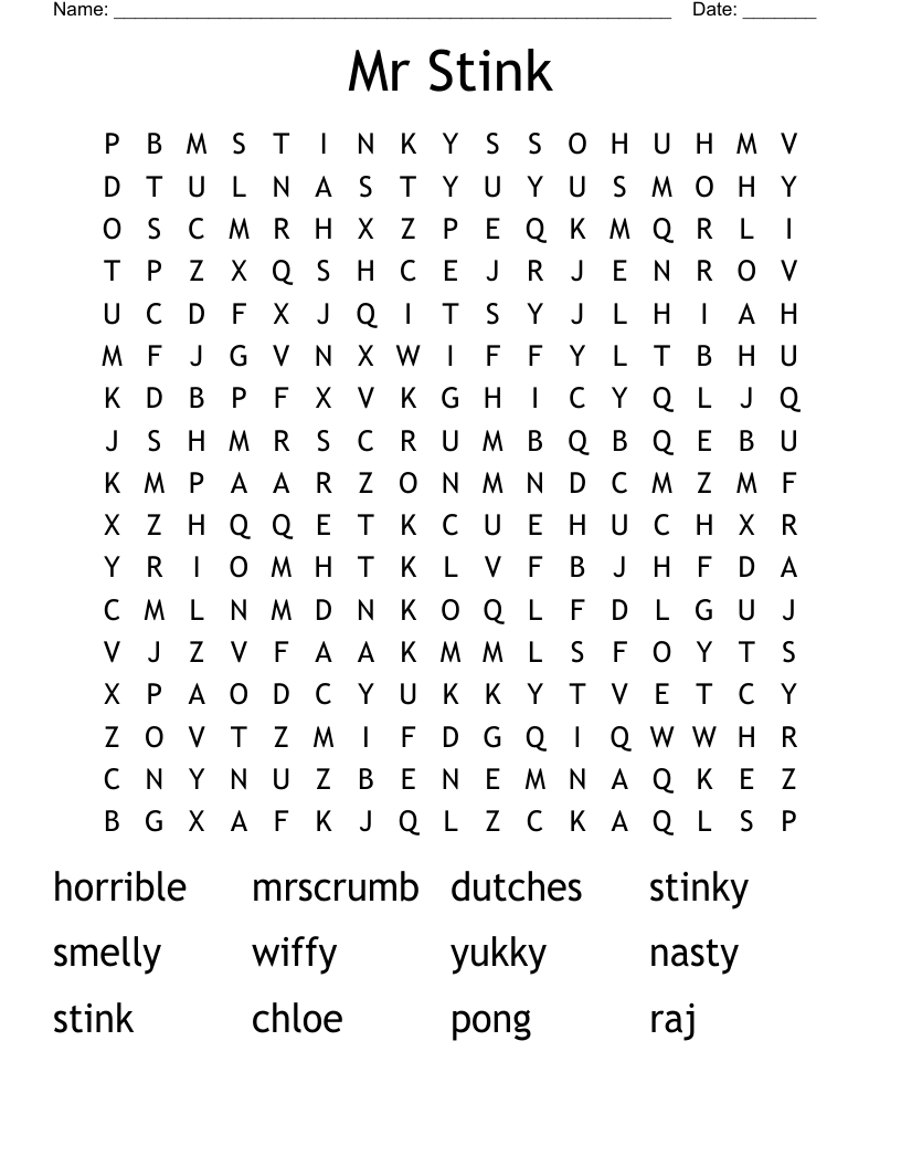 Mr Stink Word Search