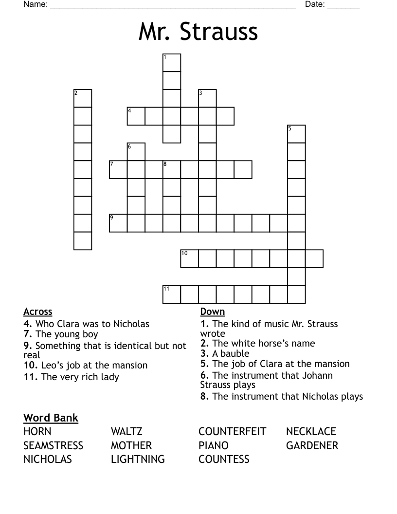 Mr. Strauss Crossword