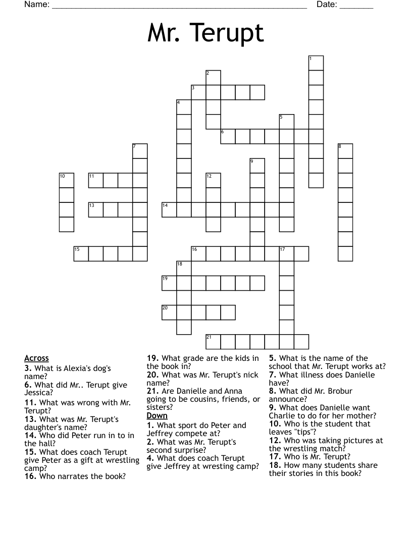Mr. Terupt Crossword