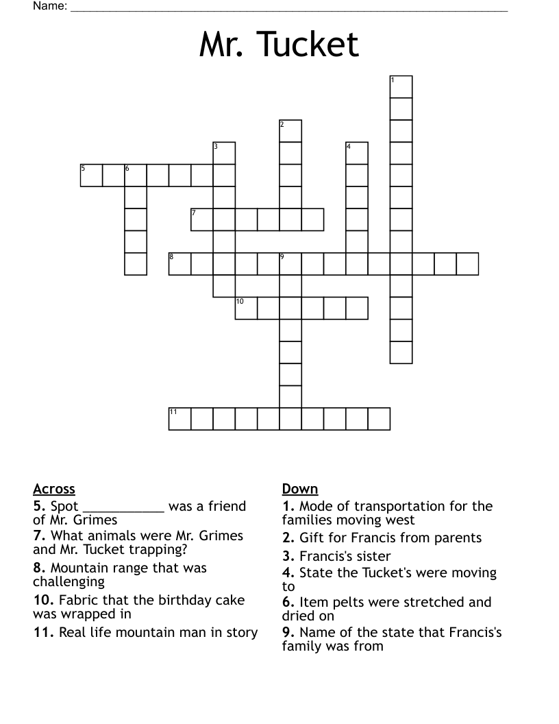 Mr. Tucket Crossword