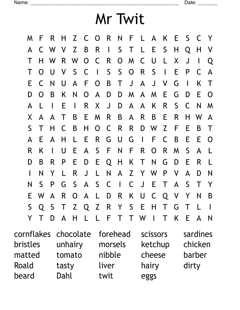 Mr Twit Word Search