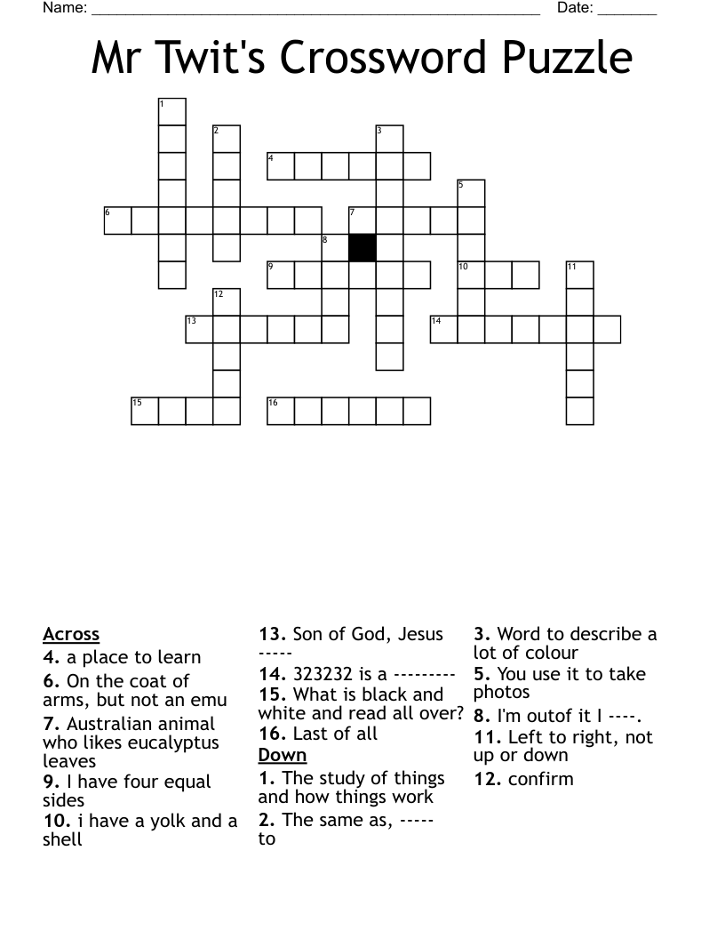 Mr Twit's Crossword Puzzle