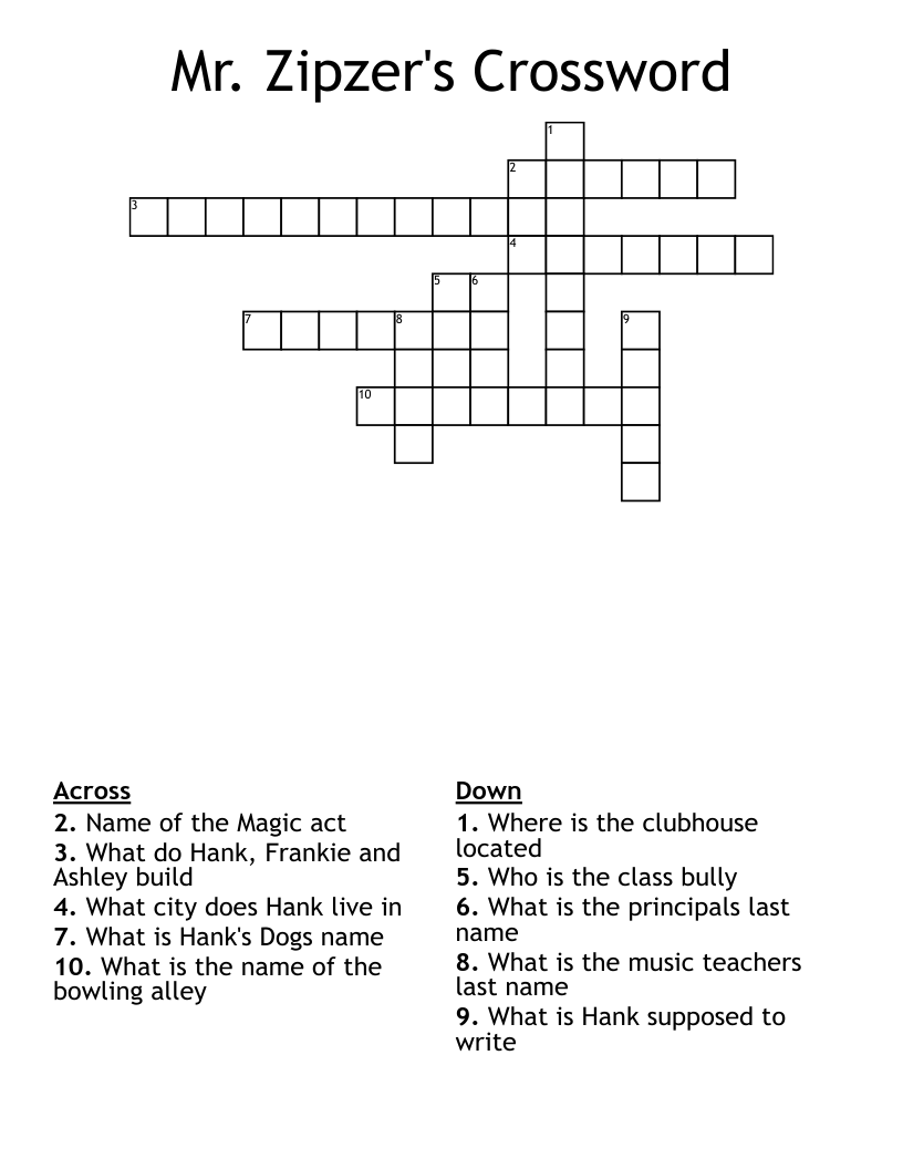Mr. Zipzer's Crossword