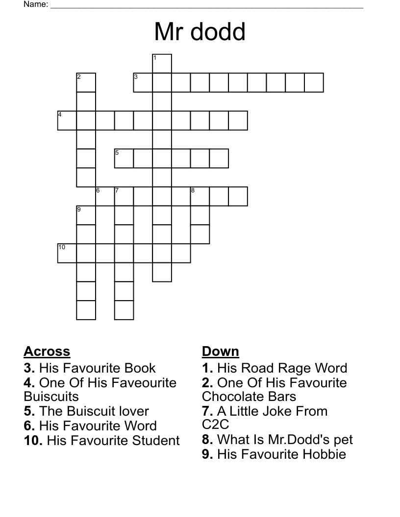 Mr dodd Crossword
