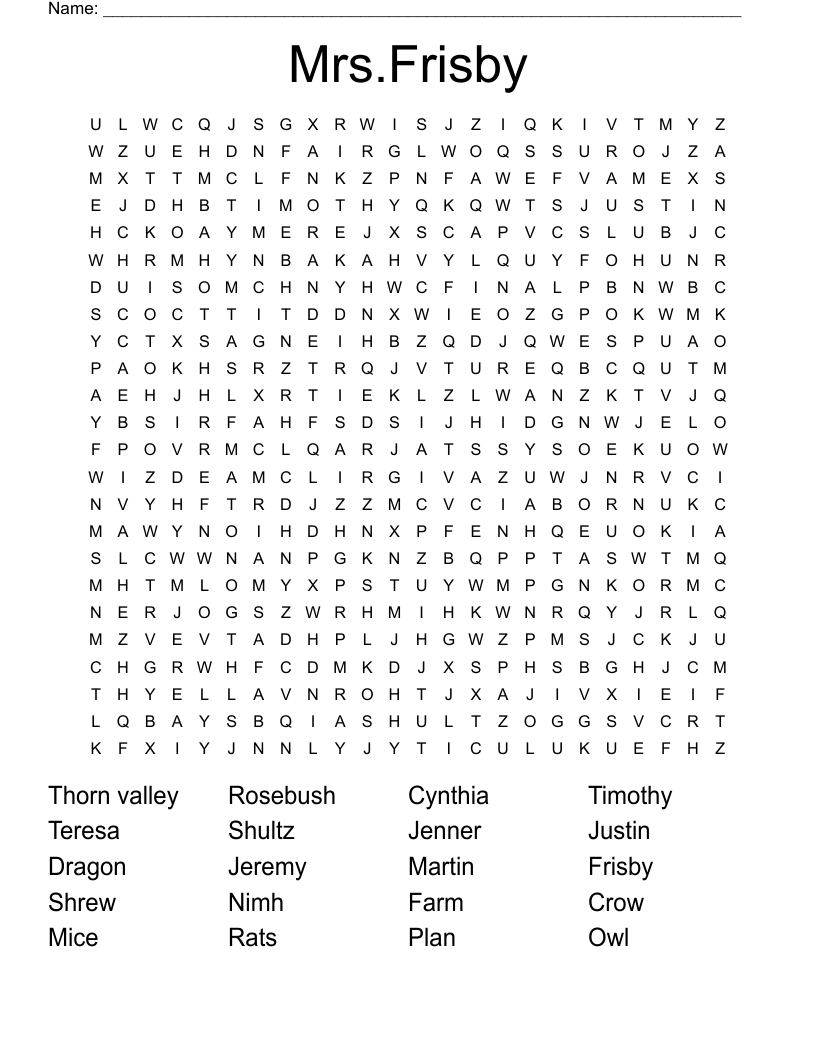 Mrs.Frisby Word Search