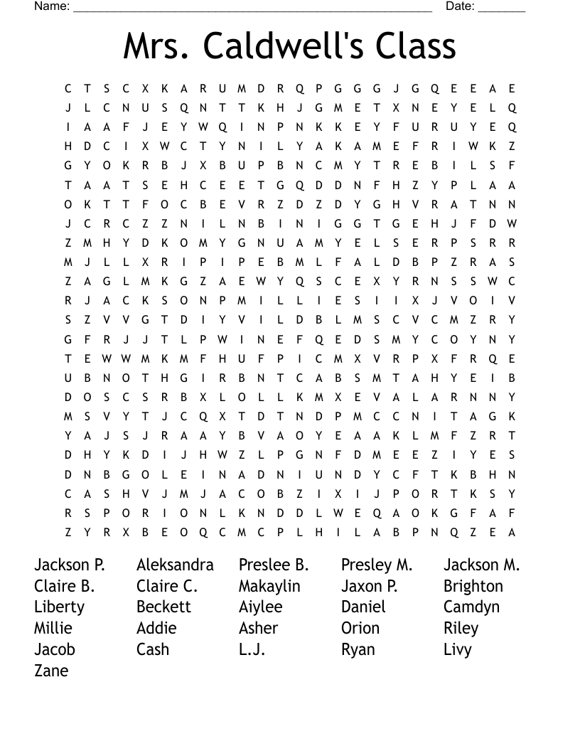 Mrs. Caldwell's Class Word Search