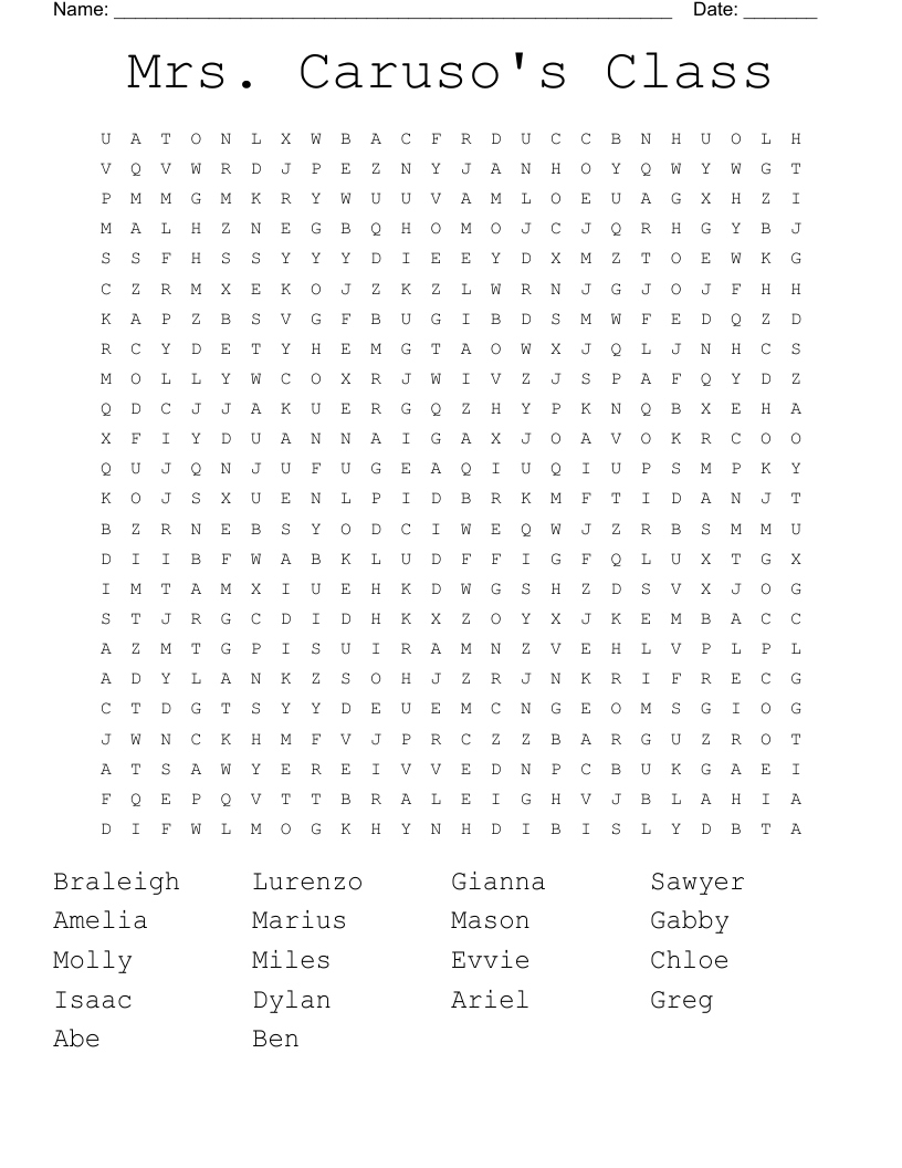 Mrs. Caruso's Class Word Search