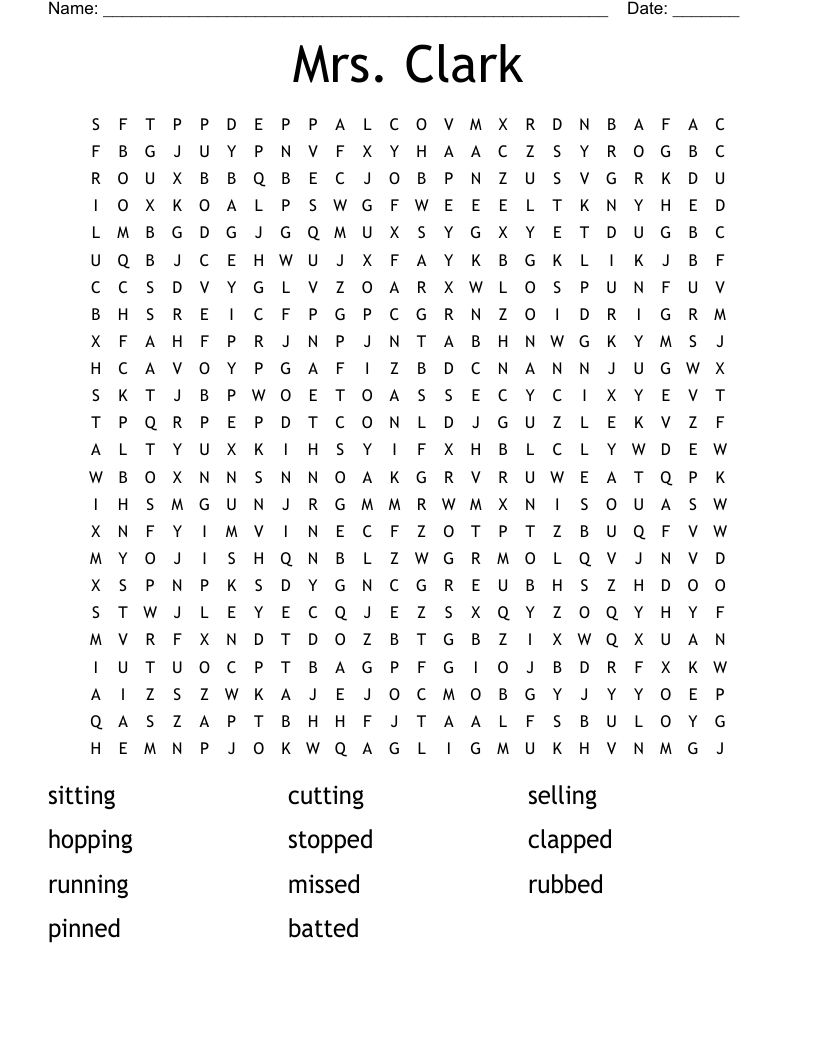 Mrs. Clark Word Search