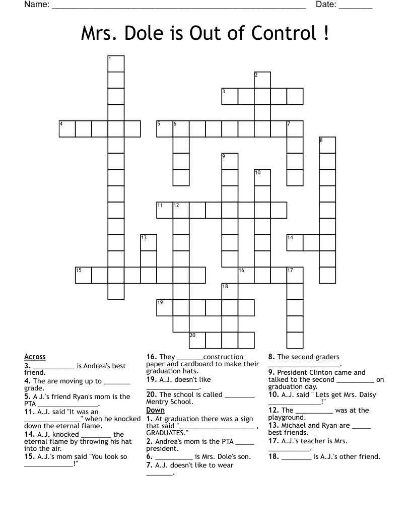 Mrs. Dole is Out of Control !              Crossword