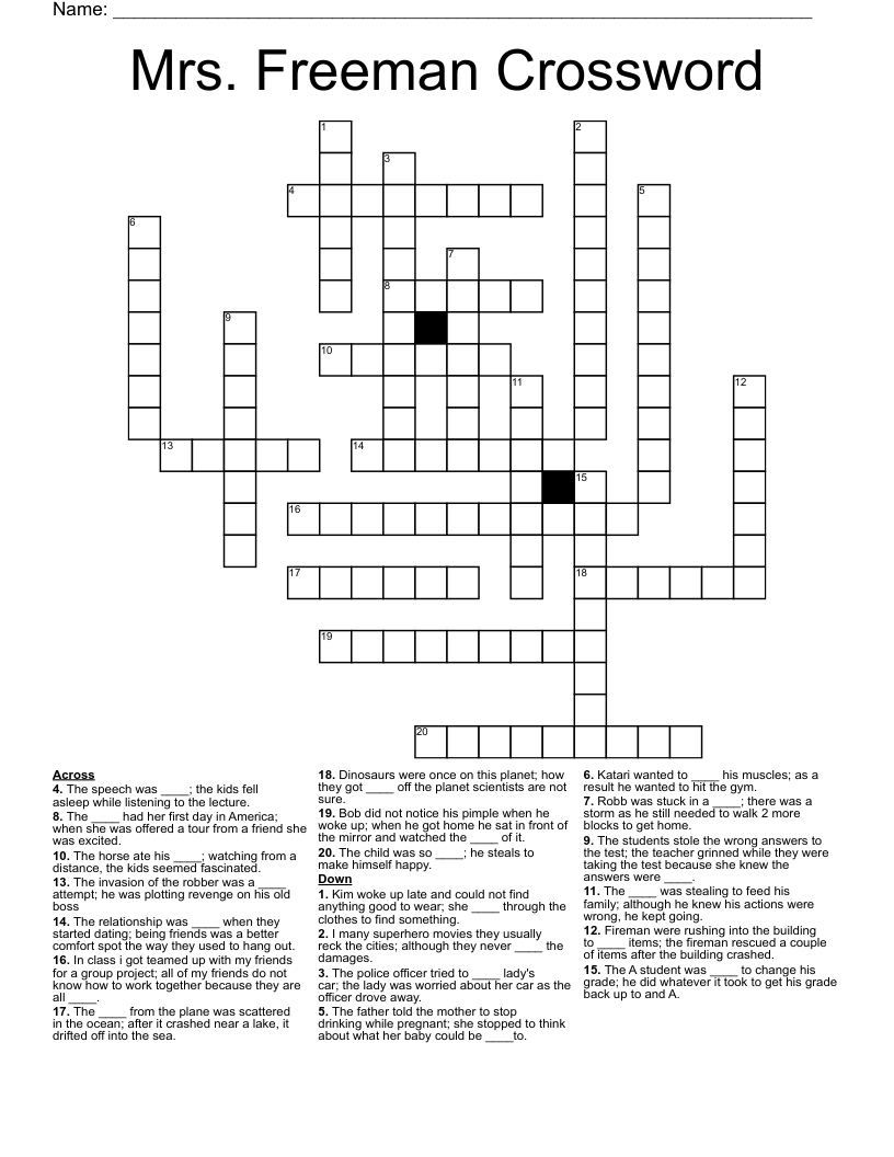 Mrs. Freeman Crossword