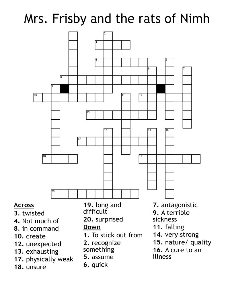 Mrs. Frisby and the rats of Nimh Crossword