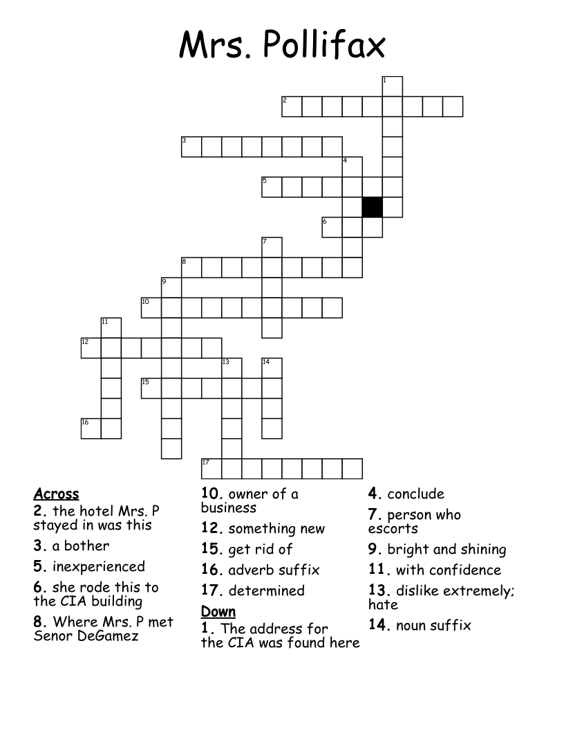 Mrs. Pollifax Crossword