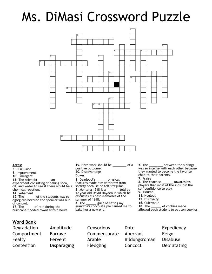 Ms. DiMasi Crossword Puzzle