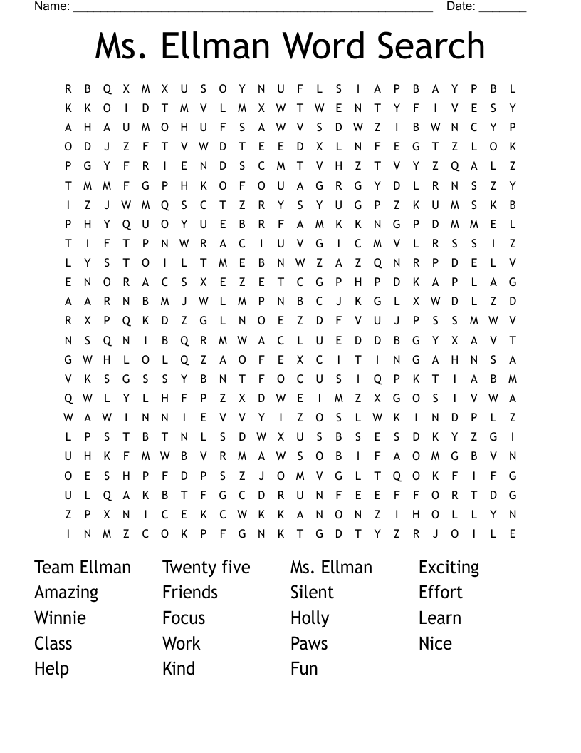 Ms. Ellman Word Search