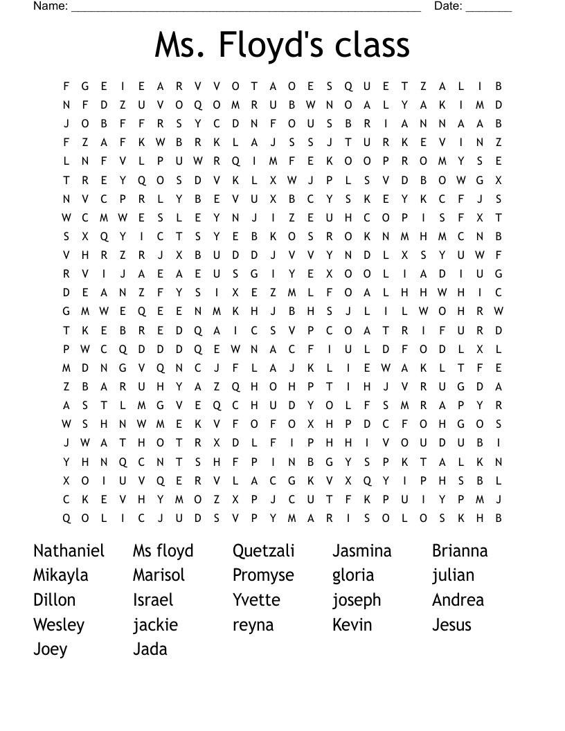 Ms. Floyd's class Word Search