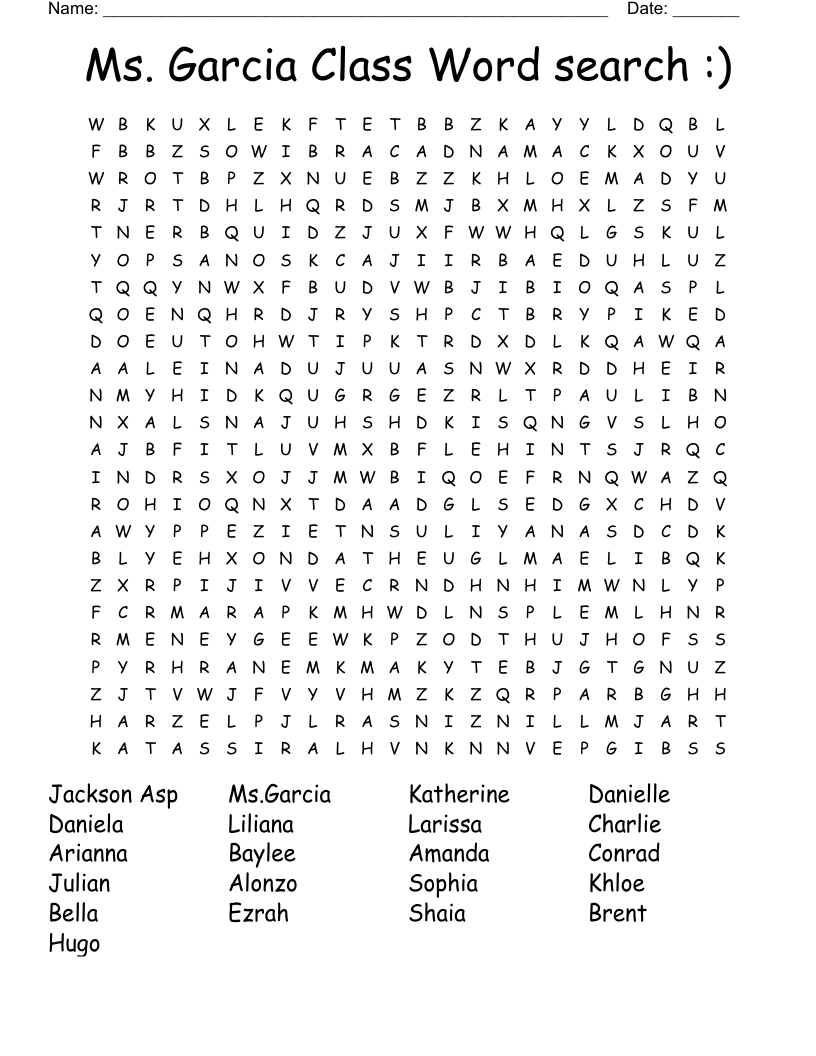 Ms. Garcia Class Word search :)