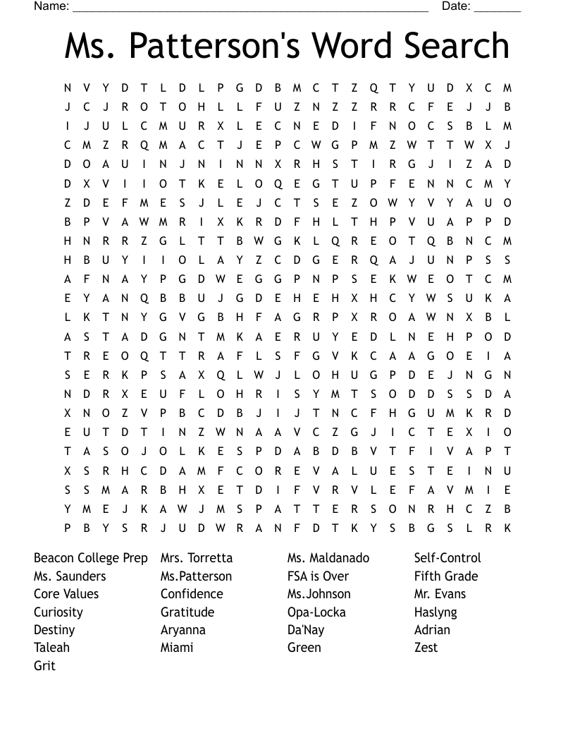 Ms. Patterson's Word Search 