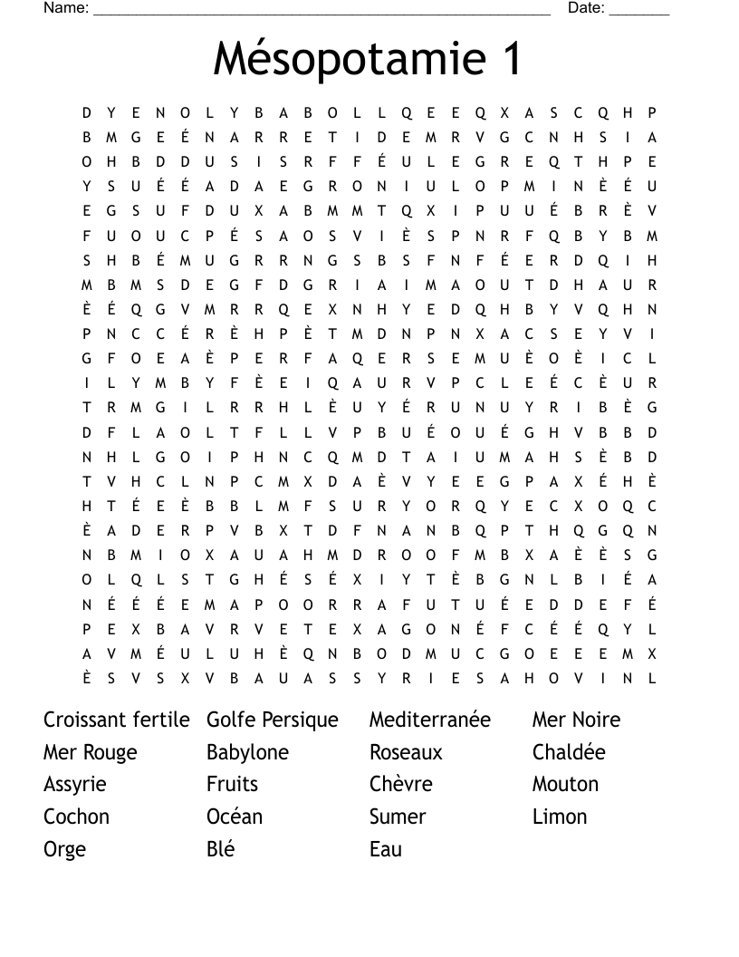 Mésopotamie 1 Word Search