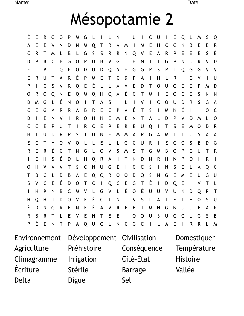 Mésopotamie 2 Word Search