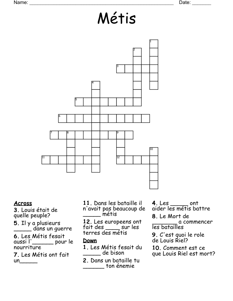 Métis Crossword