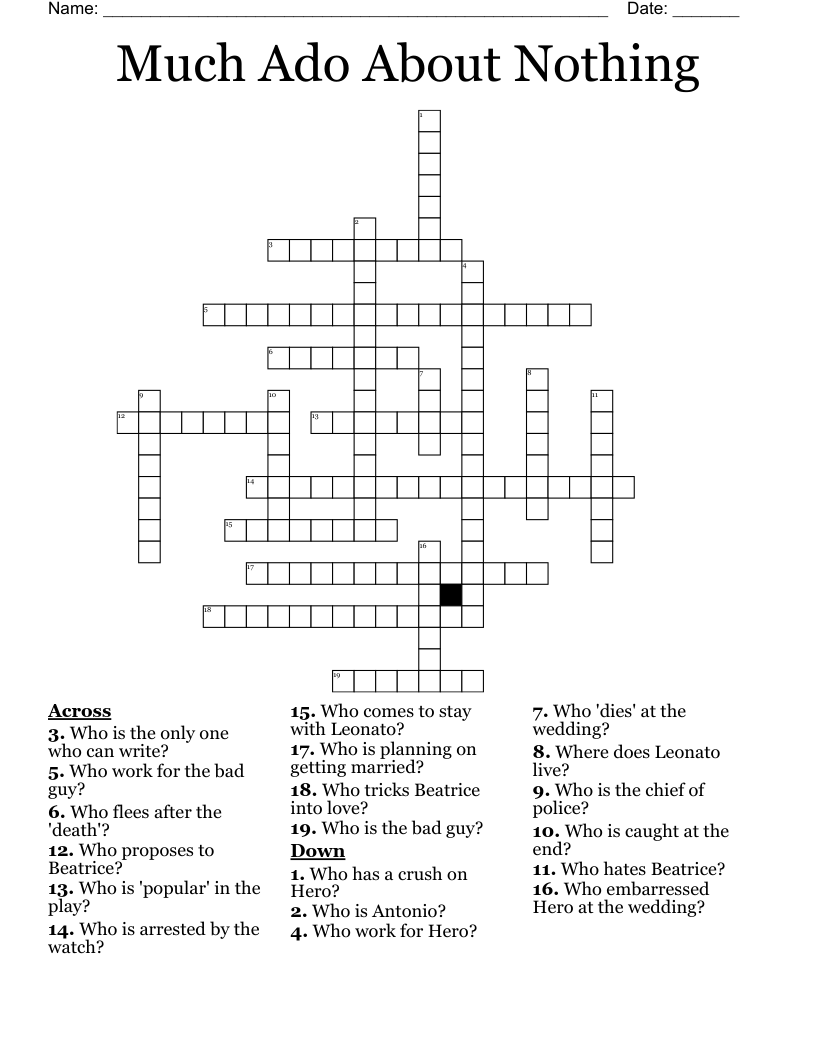 Much Ado About Nothing Crossword