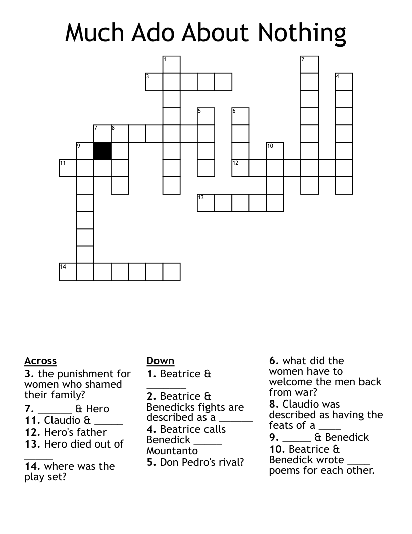 Much Ado About Nothing Crossword