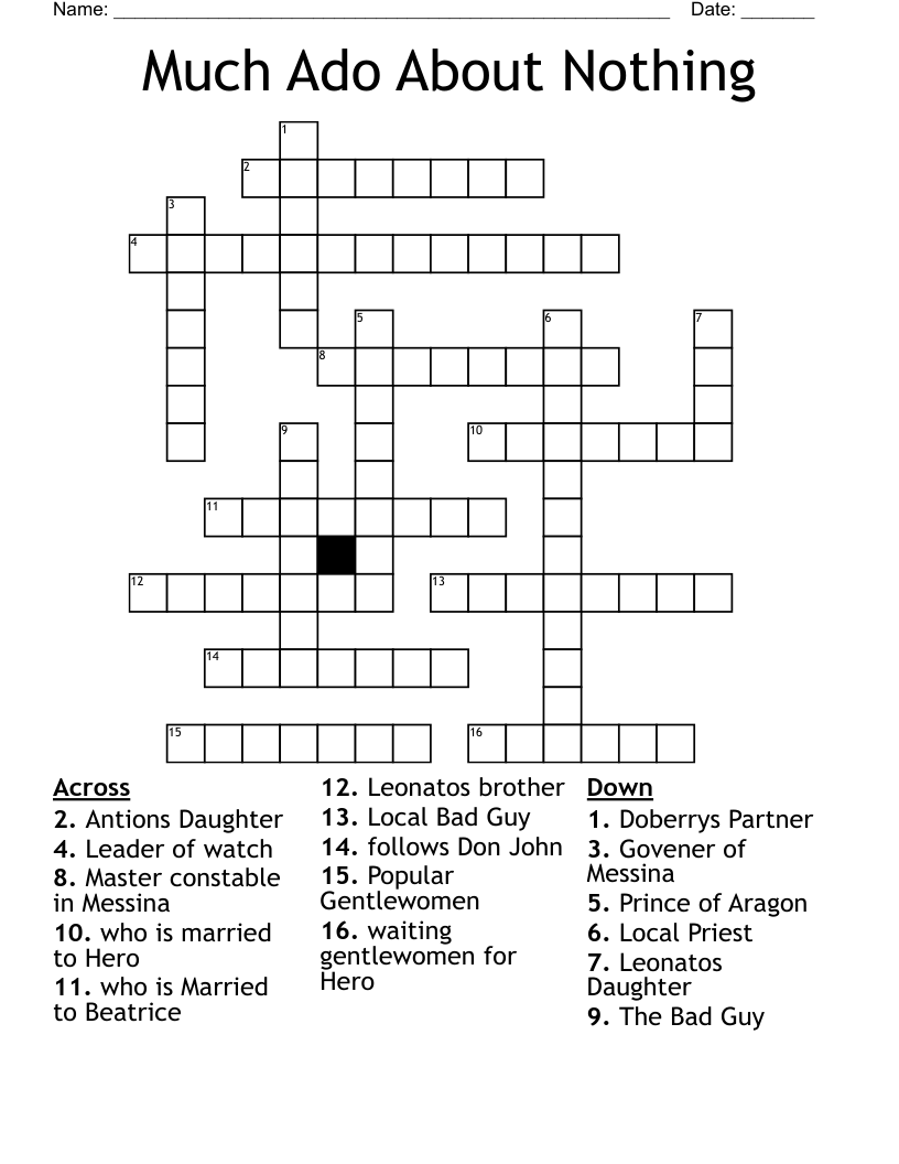 Much Ado About Nothing  Crossword