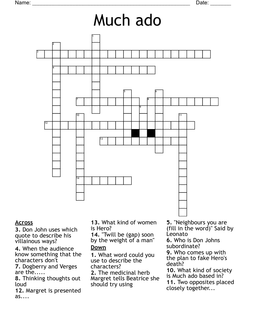 Much ado Crossword