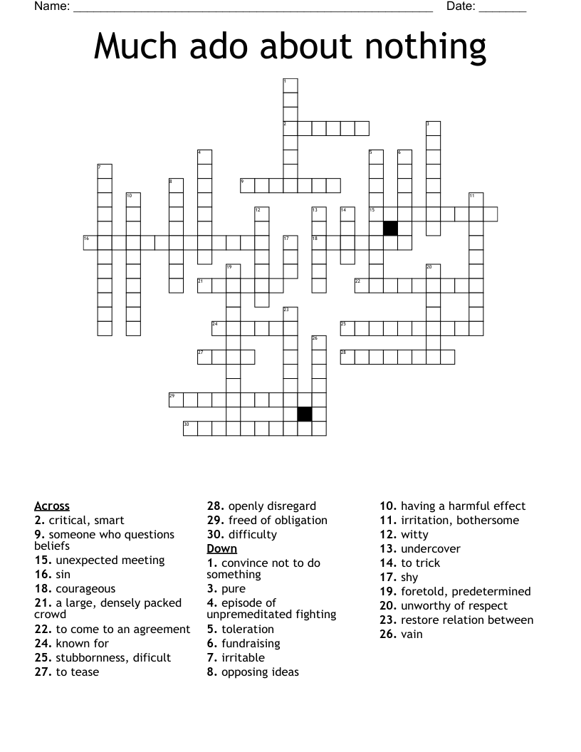 Much ado about nothing Crossword
