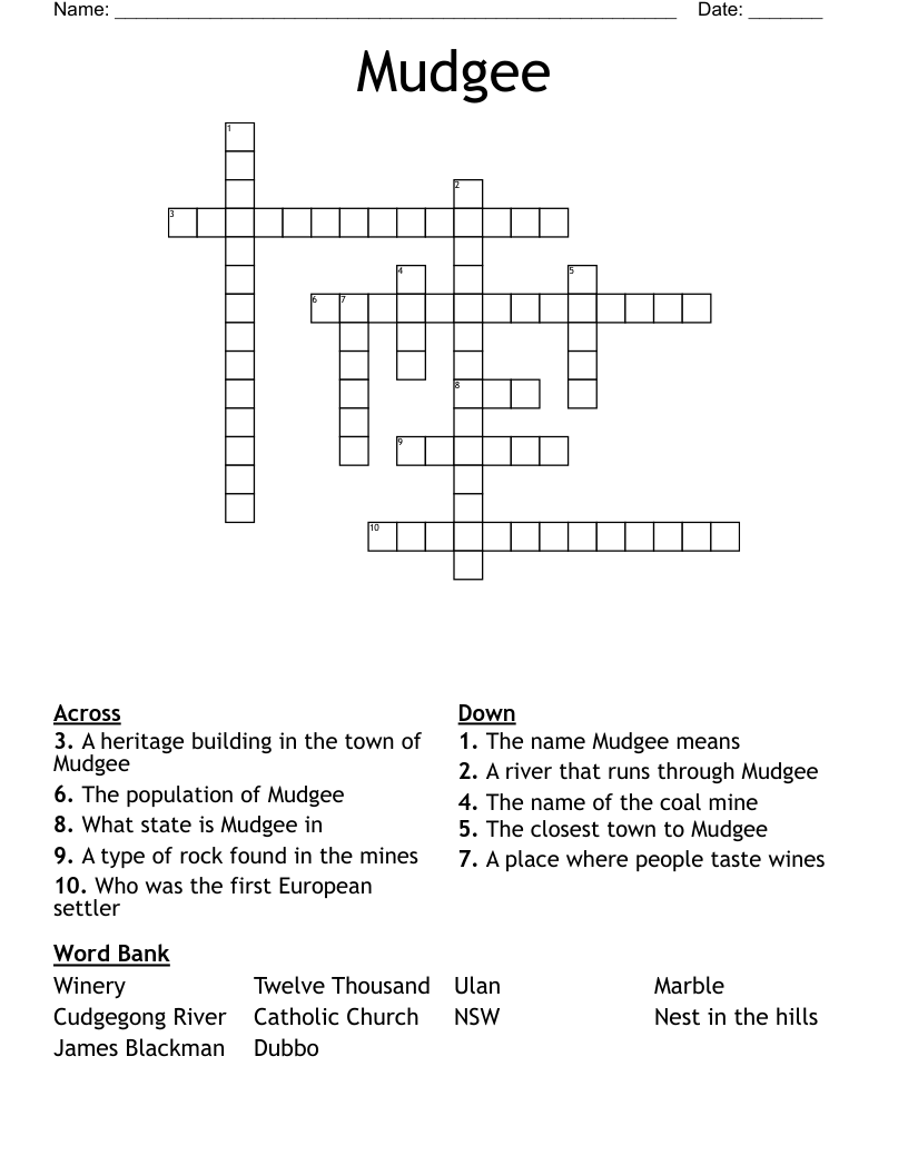 Mudgee Crossword