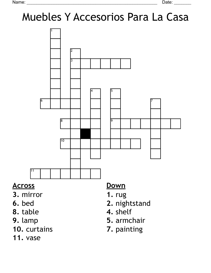 Muebles Y Accesorios Para La Casa Crossword