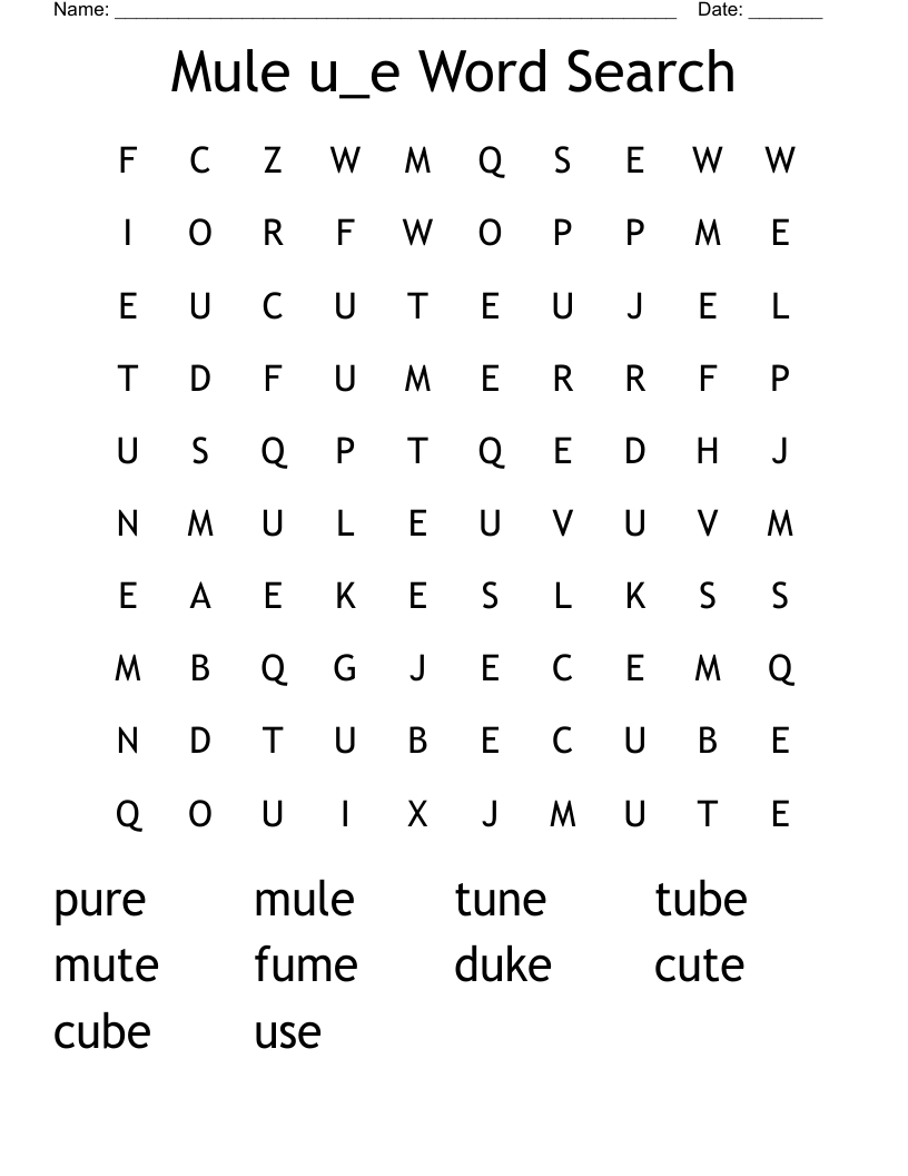 Mule u_e Word Search