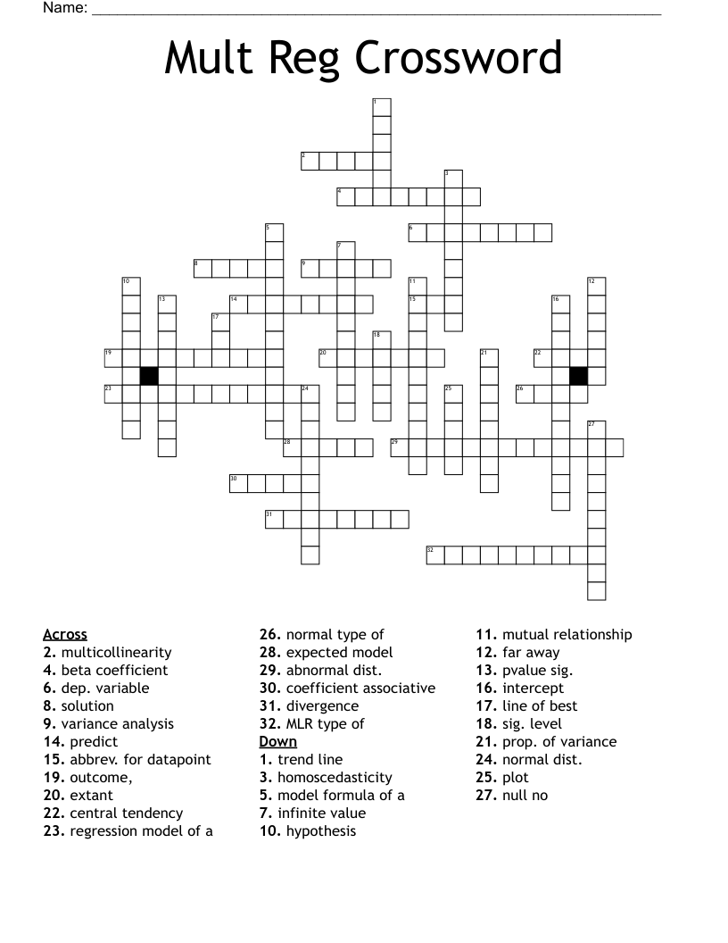 Mult Reg Crossword