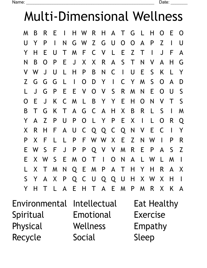 Multi-Dimensional Wellness Word Search