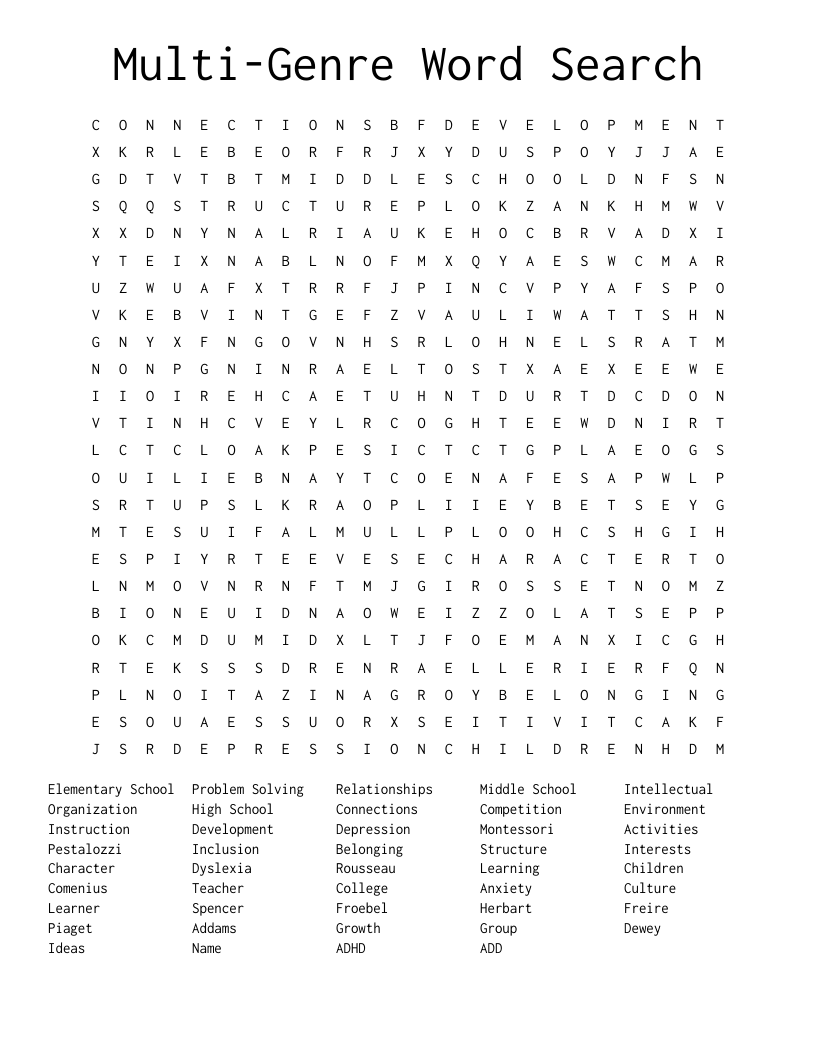 Multi-Genre Word Search