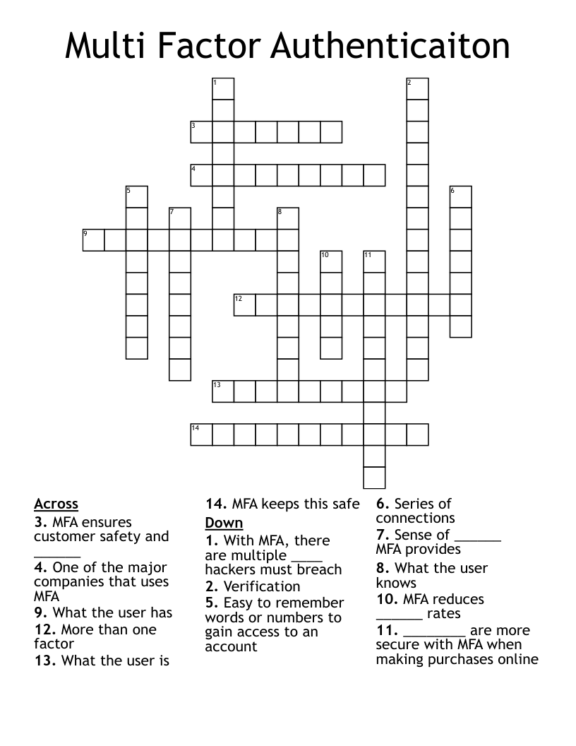 Multi Factor Authenticaiton Crossword
