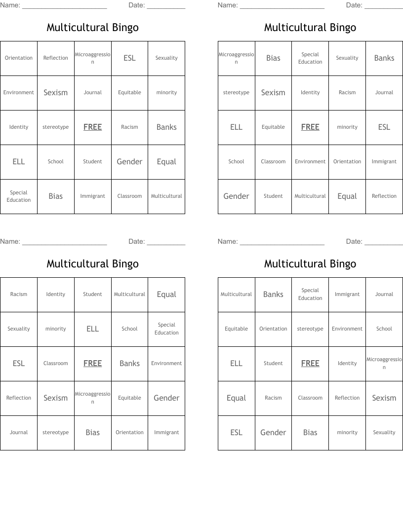 Multicultural Bingo