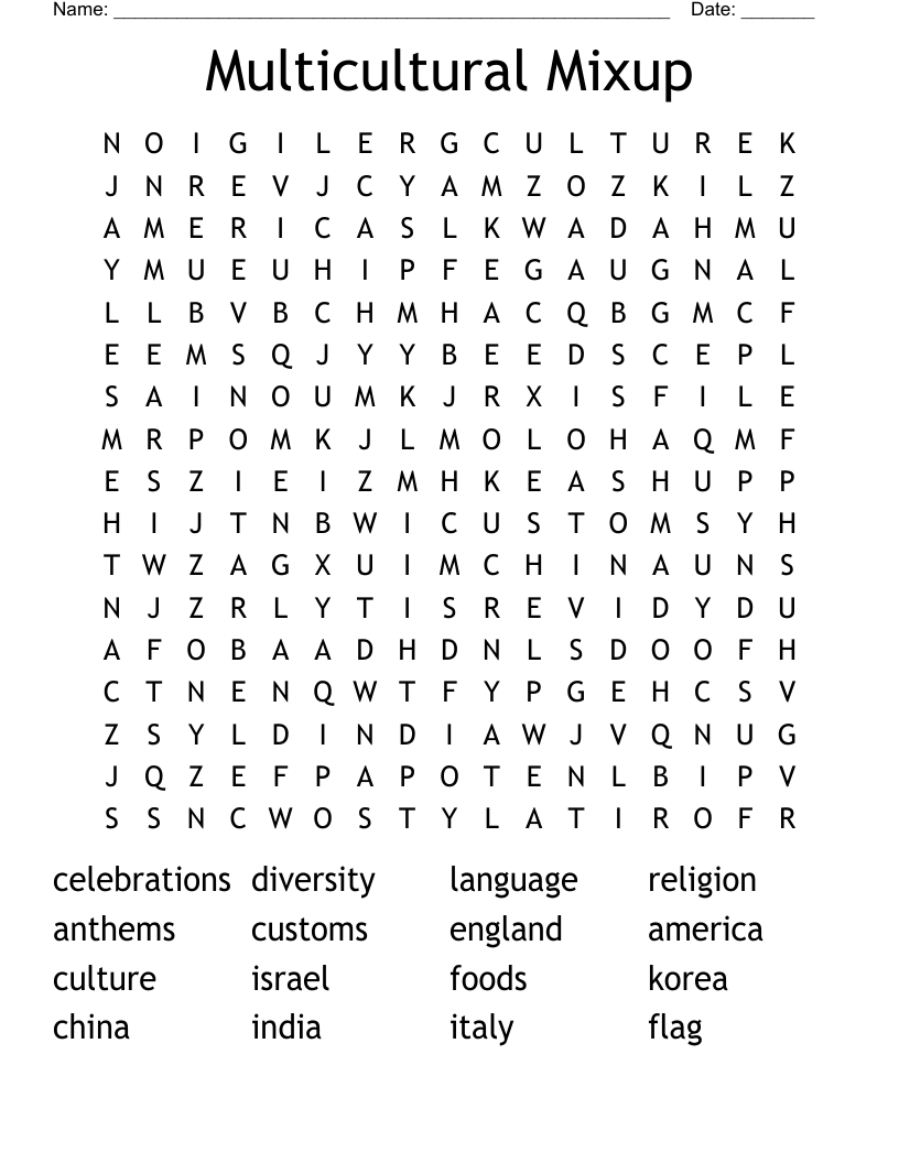 Multicultural Mixup Word Search