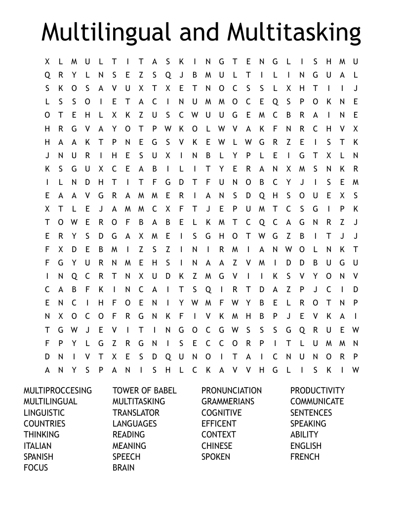 Multilingual and Multitasking Word Search